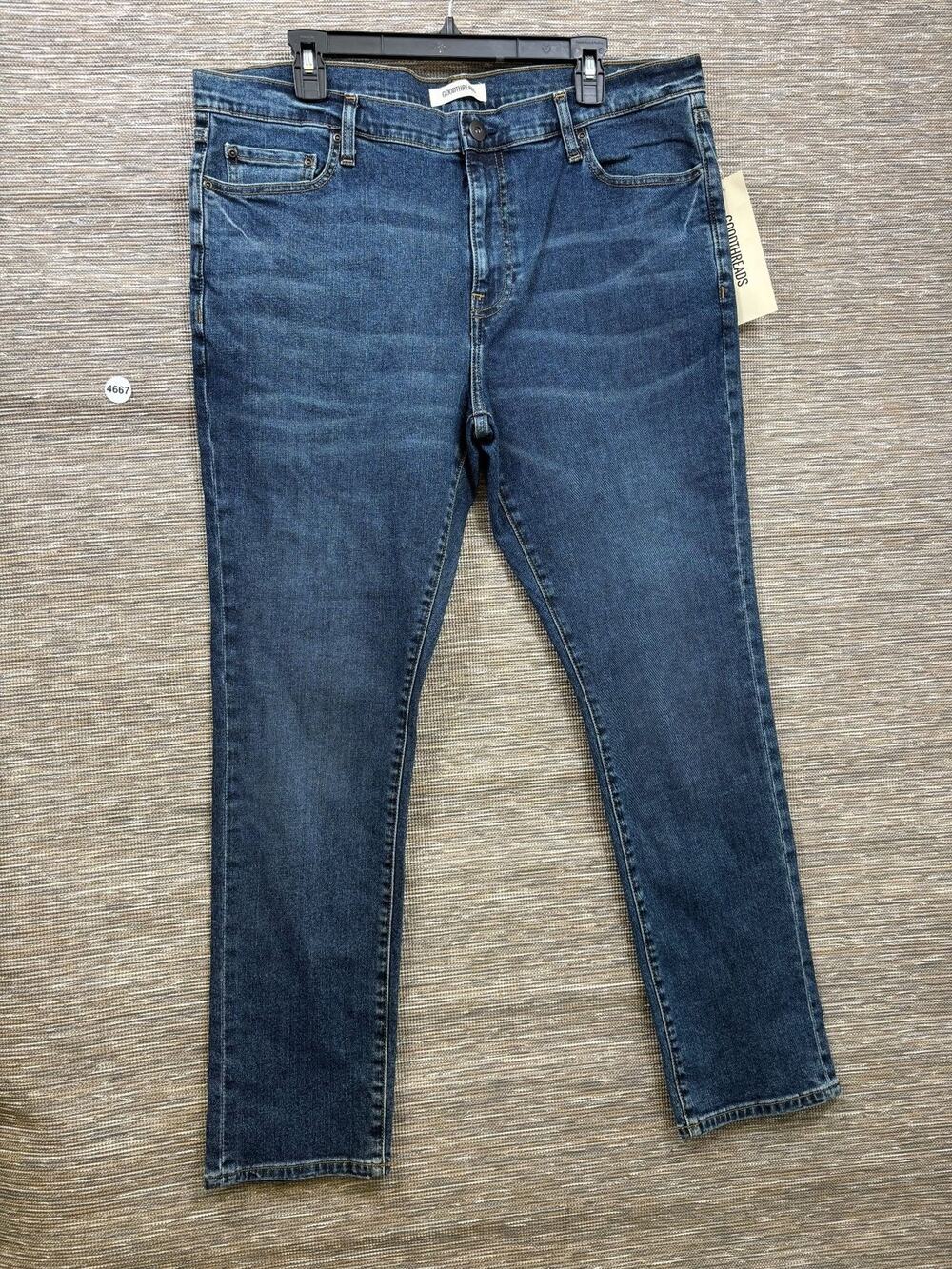 Goodthreads Jeans Mens 38x30 Blue Medium Wash Skinny Slim Stretch Denim Pant NEW